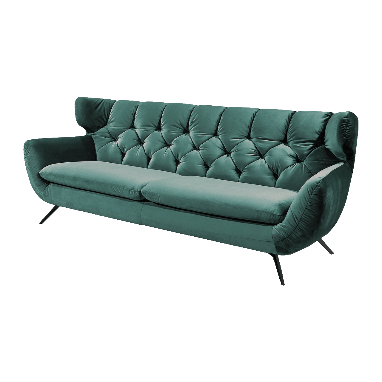 3C Candy Sofa Sixty - Bezug: Velours | Farbe: Smaragd | Modell: 2,5-Sitzer