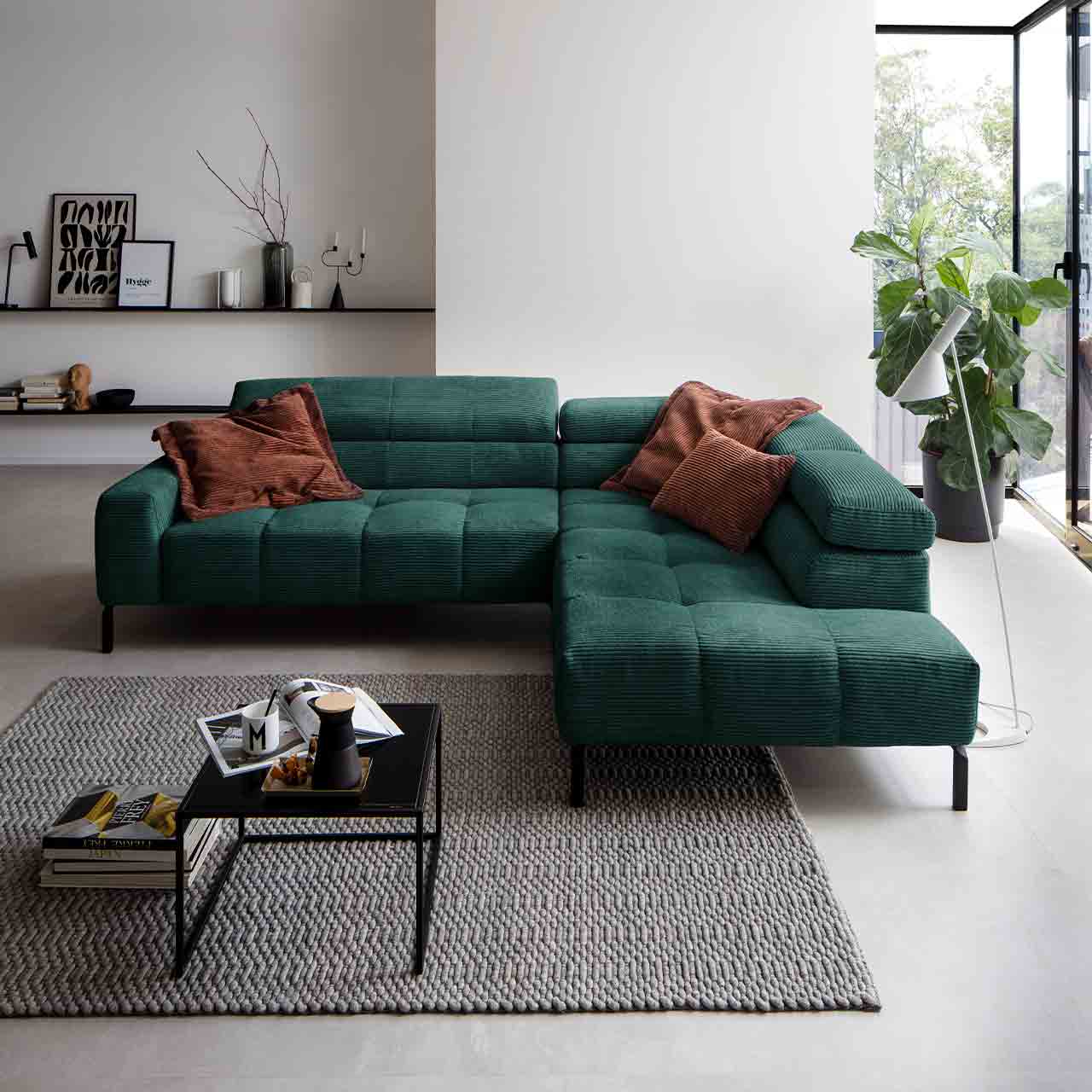 | 2746 rechts Sofa Longchair - Cord Farbe: Grün Modell: TL